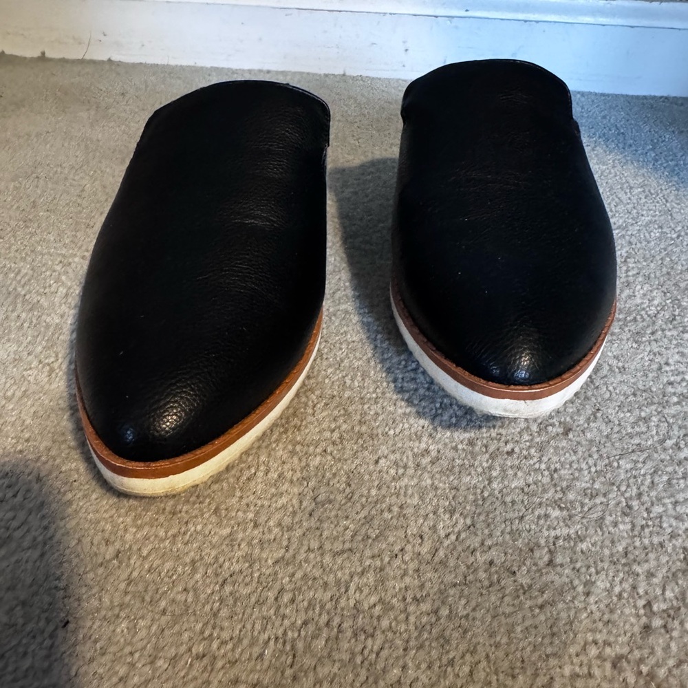 Leather Black Slip-On Mules - Picture 5 of 8